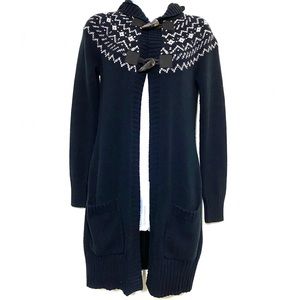 Lauren Ralph Lauren cardigan long sleeve 2 button BLACK & WHITE hooded sweater